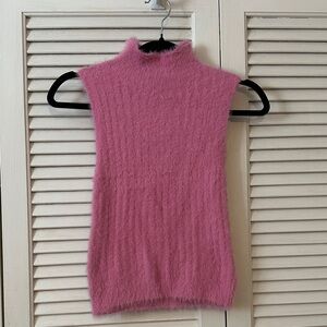 Double Zero Fuzzy Pink Turtleneck Sweater